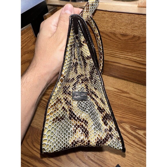 Donald J Pliner Patent Python Print Satchel Handbag - Picture 5 of 8